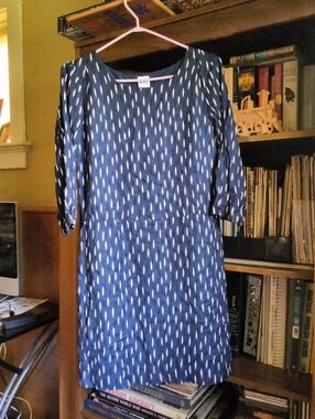 Vero Moda Navy and White Dash-Print Midi Dress